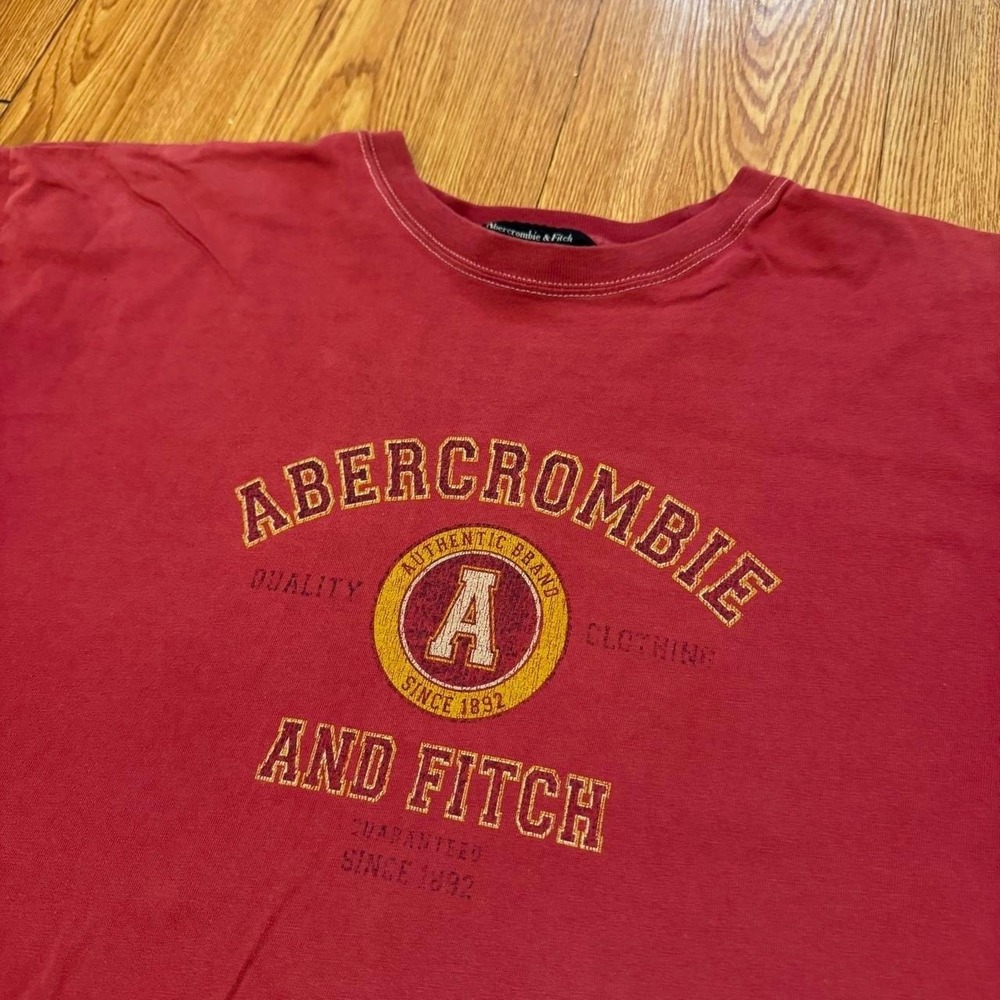 Abercrombie & Fitch Men's Shirt Y2K Varsity Red Skater Size XL